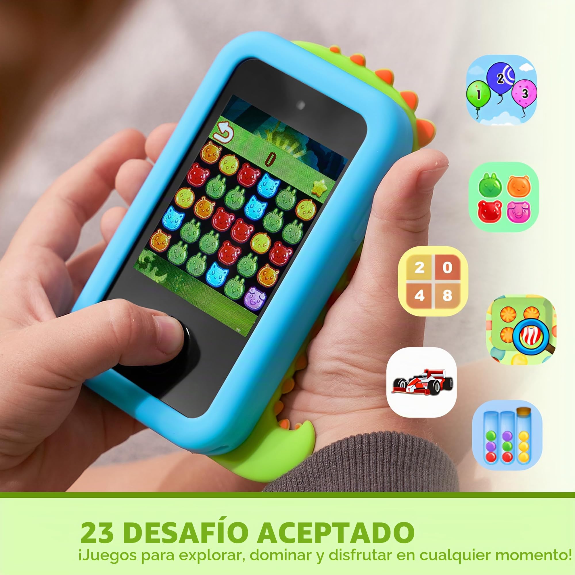 SYNCFUN Kids Smart Phone Toys For Boys Age 3 4 5 6 7 8 9,Touchscreen Kids Mobile Phone with Dual Camera, Game, Music 8GB Card,Dinosaur