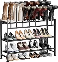 DiMJ 4-Tier Black Metal Boot Rack for 8 Pairs Tall Boots, Sneakers & High Heels - Versatile Entryway Shoe Organizer