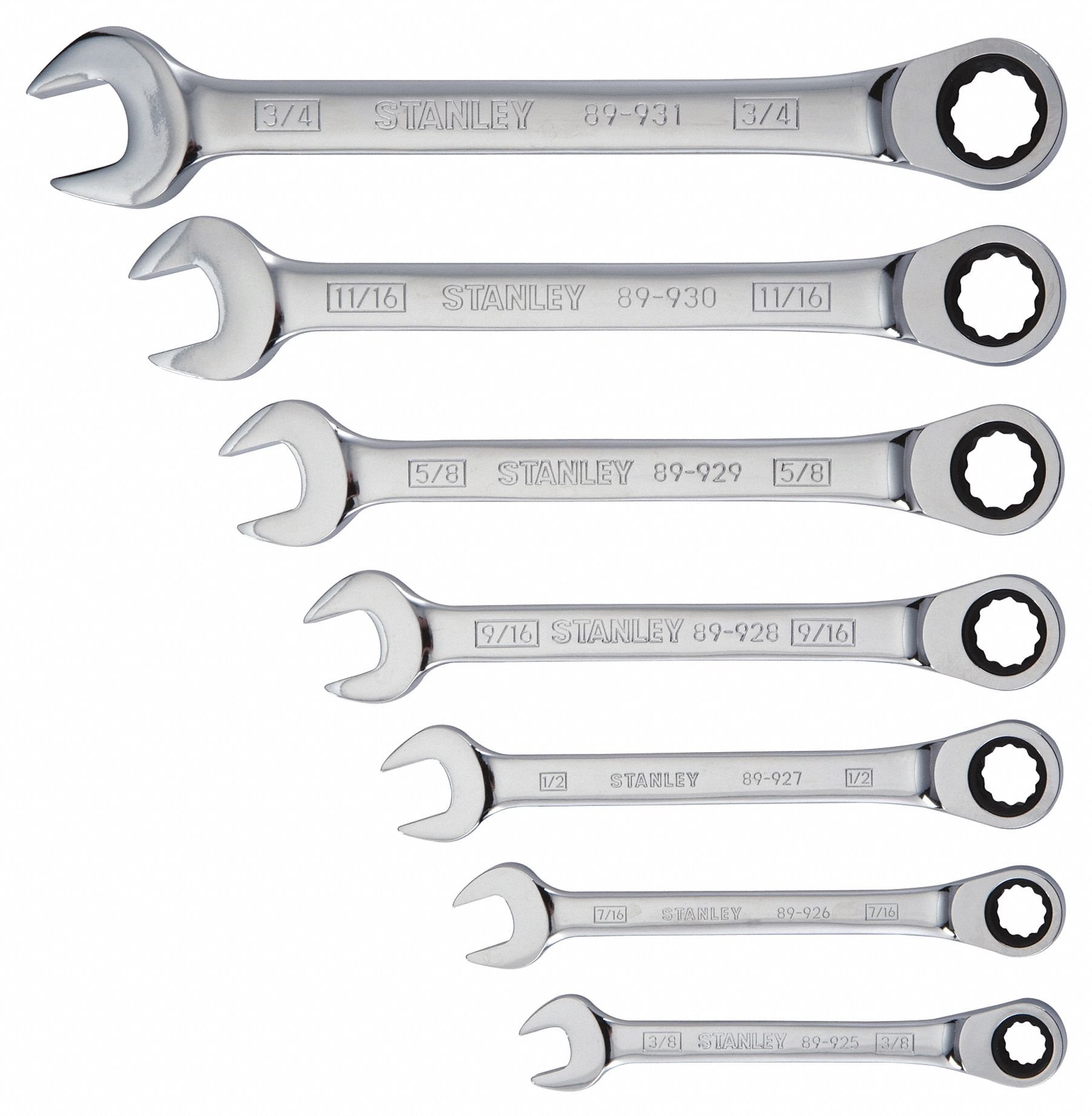 Stanley 94-542W 7 Pc Ratcheting Wrench Set Sae 286990, 1.8