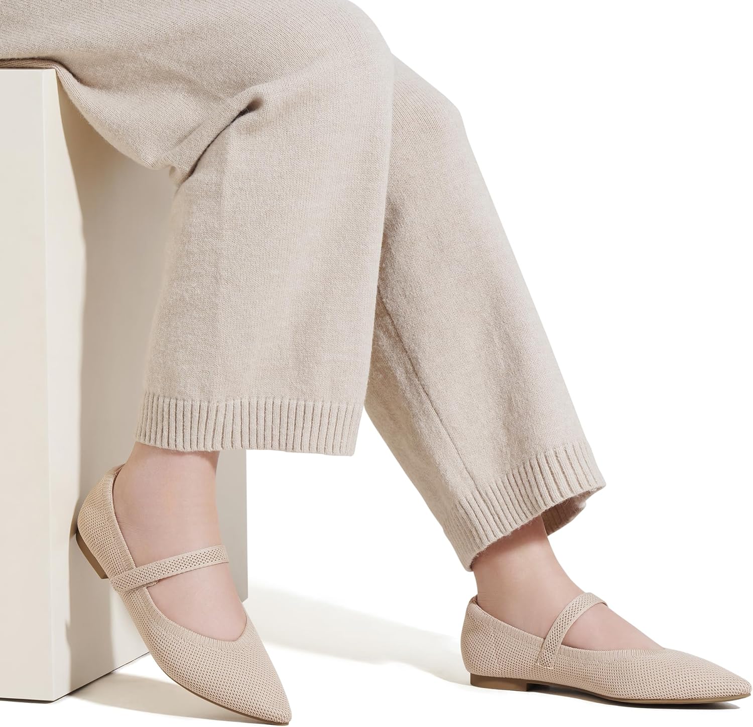 MaxMuxun Women's Ballet Flats Pointed Toe Knit Mary Jane Shoes Women Arch Support Comfortable Dressy Ballerina Flats for Walking Casual Work Office - Image 5