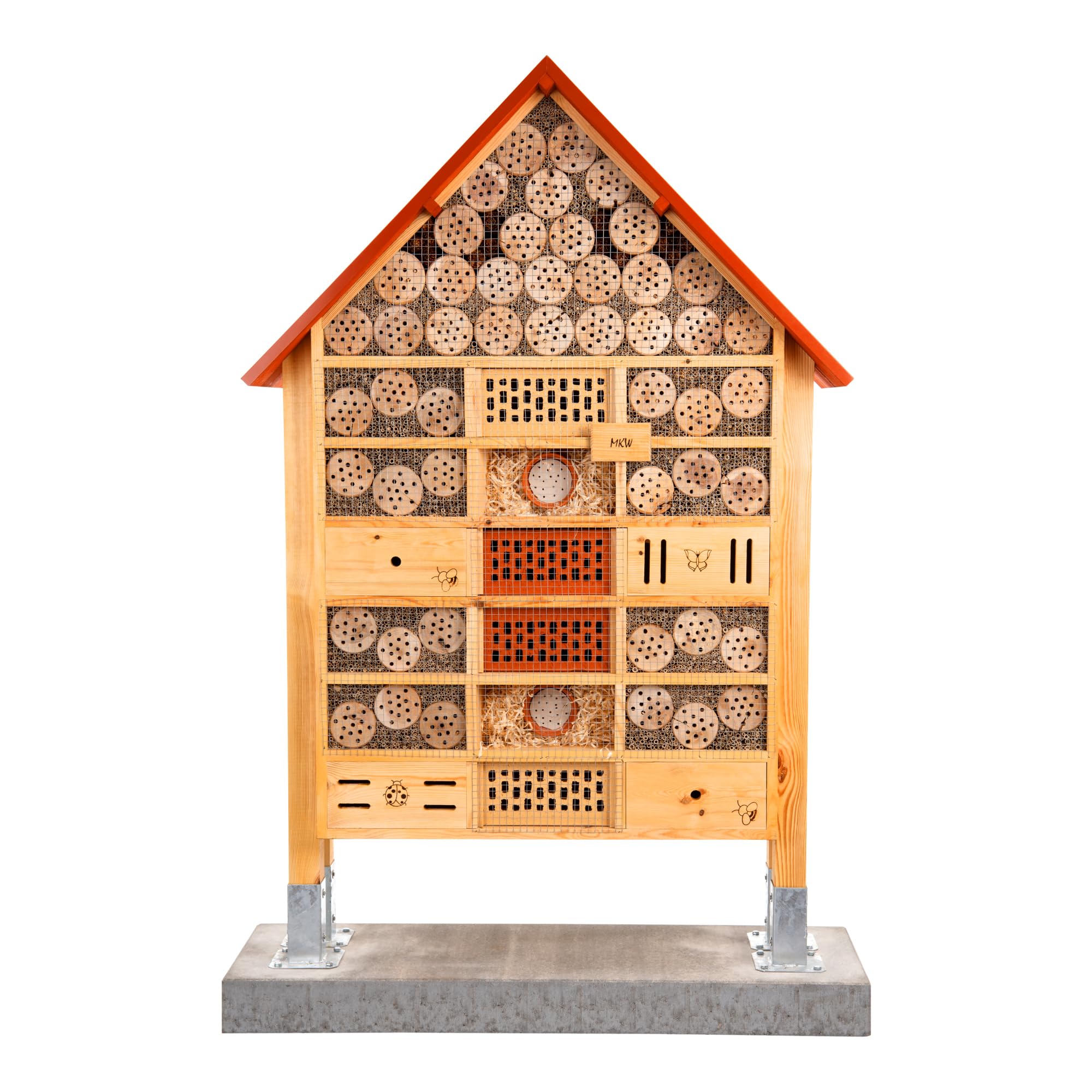 Insektenhotel - Wetterfest - Riesiges gemischtes beidseitig offenes Insektenhotel MKW Nr 1 - Insektenhaus aus massivem Laub- und Nadelholz - für Wildbienen, Marienkäfer & Schmetterlinge - Nisthilfe