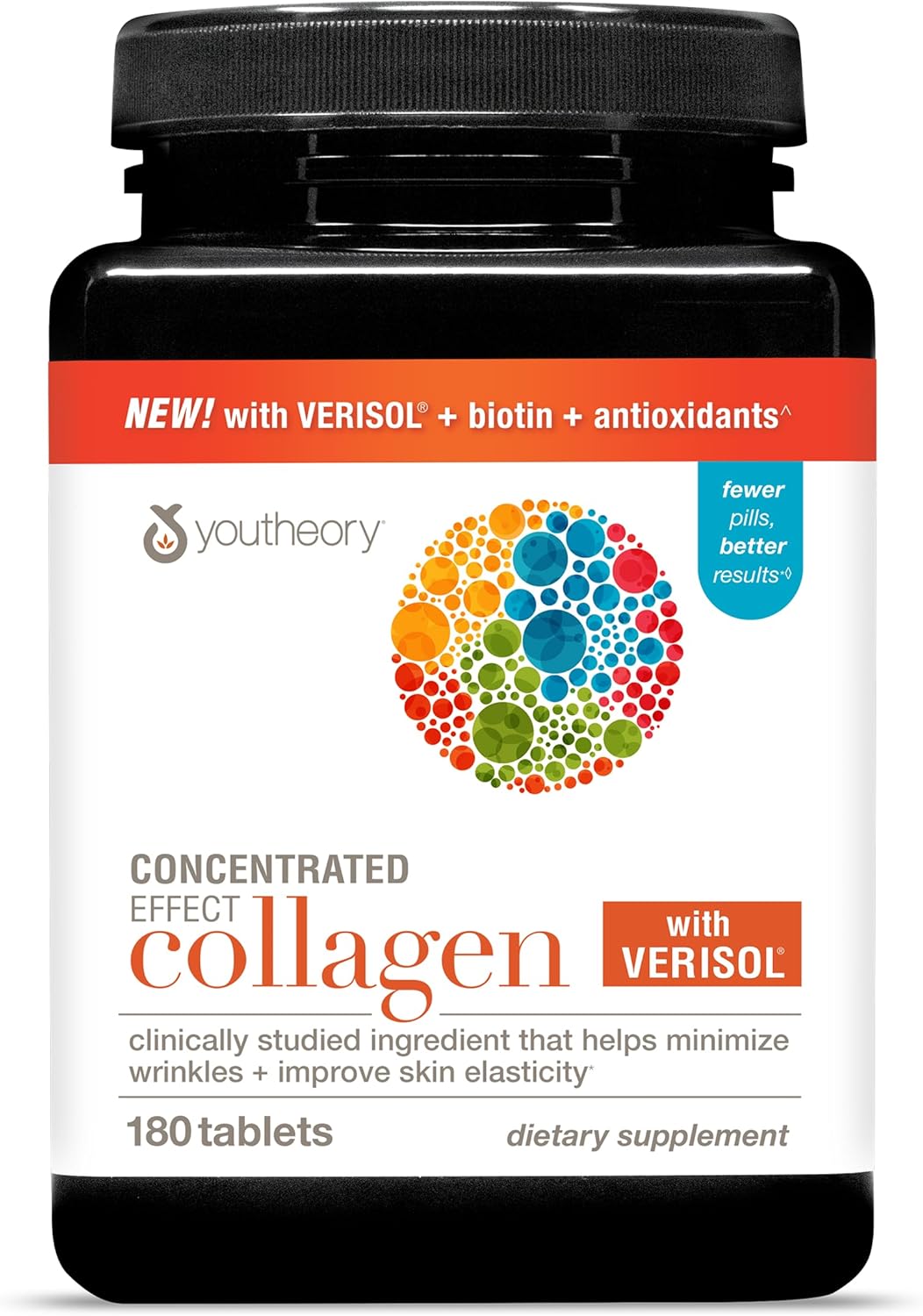 Youtheory Concentrated Effect Collagen with Verisol – Advanced Collagen Supplement – Supports Skin, Hair Thickness & Nail Strength – with Biotin & Vitamin C – Gluten, Soy & Dairy Free – 180 Tablets Youtheory Concentrated Effect Collagen with Verisol – Advanced Collagen Supplement – Supports Skin, Hair Thickness & Nail Strength – with Biotin & Vitamin C – Gluten, Soy & Dairy Free – 180 Tablets