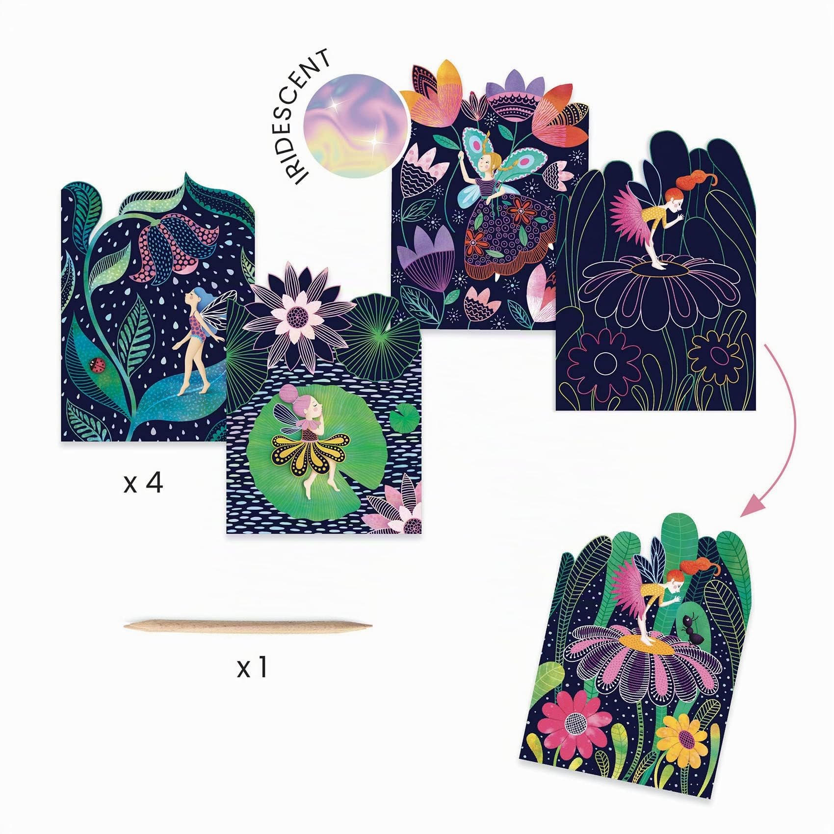DJECO Coffret Multi-activités Créatives Fairy Box - 6-10 Ans - Cadeau pour Enfants - Stimule la Créativité - 6 Activités Manuelles Avec Guide Pas-à-Pas sur le Thème des Fées - Matériaux Durables