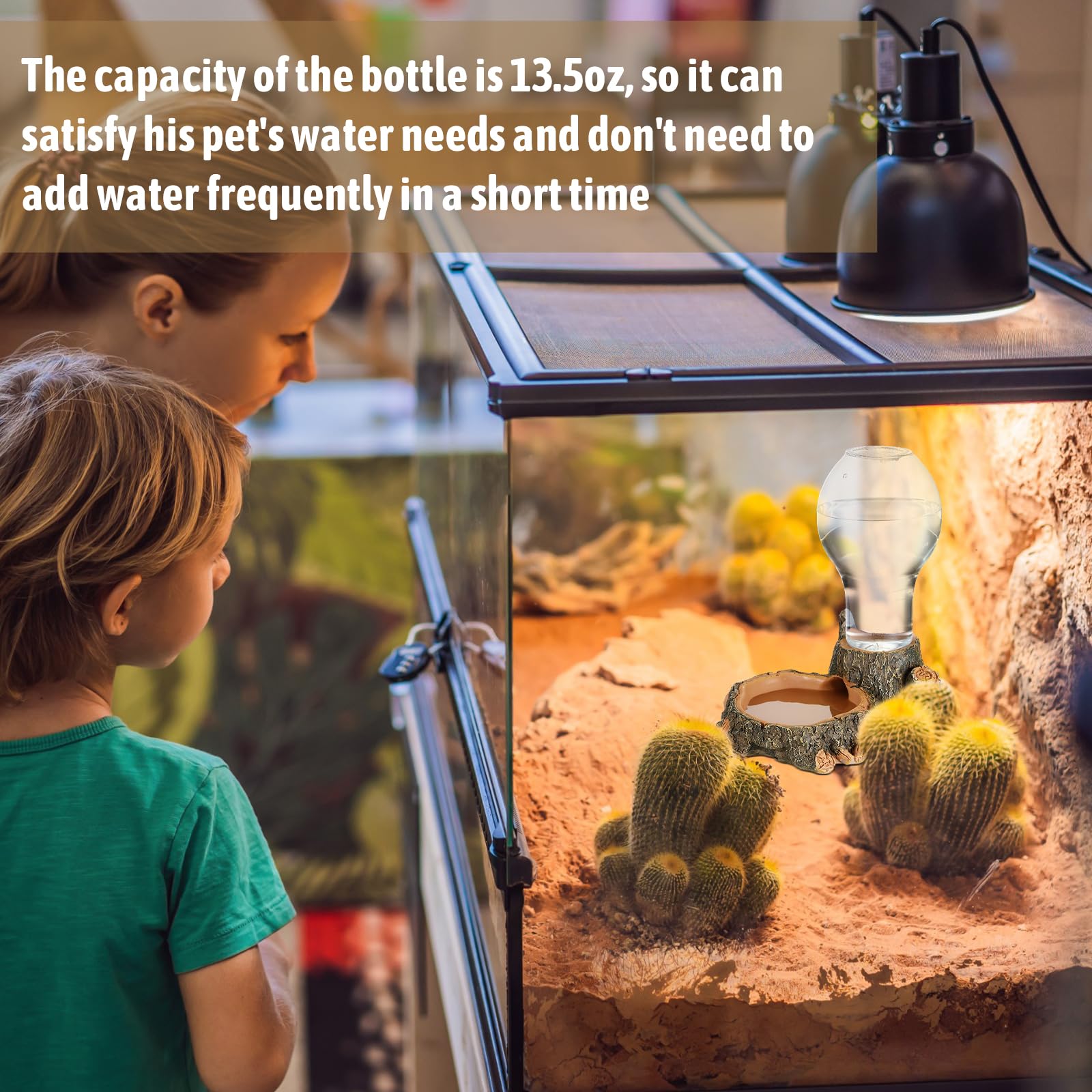 Briwooody 2 dispensadores automáticos de agua para reptiles de 13.5 onzas, cuenco grande de agua de dragón barbudo, plato de agua para reptiles, comedero de agua para tanque de terrario, tortuga,