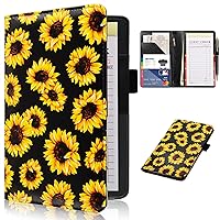 Vista 18 de RSAquar Libreta de servidor con bolsillo con cremallera, libretas de servidor de cuero premium para camarera, cartera de camarero libreta