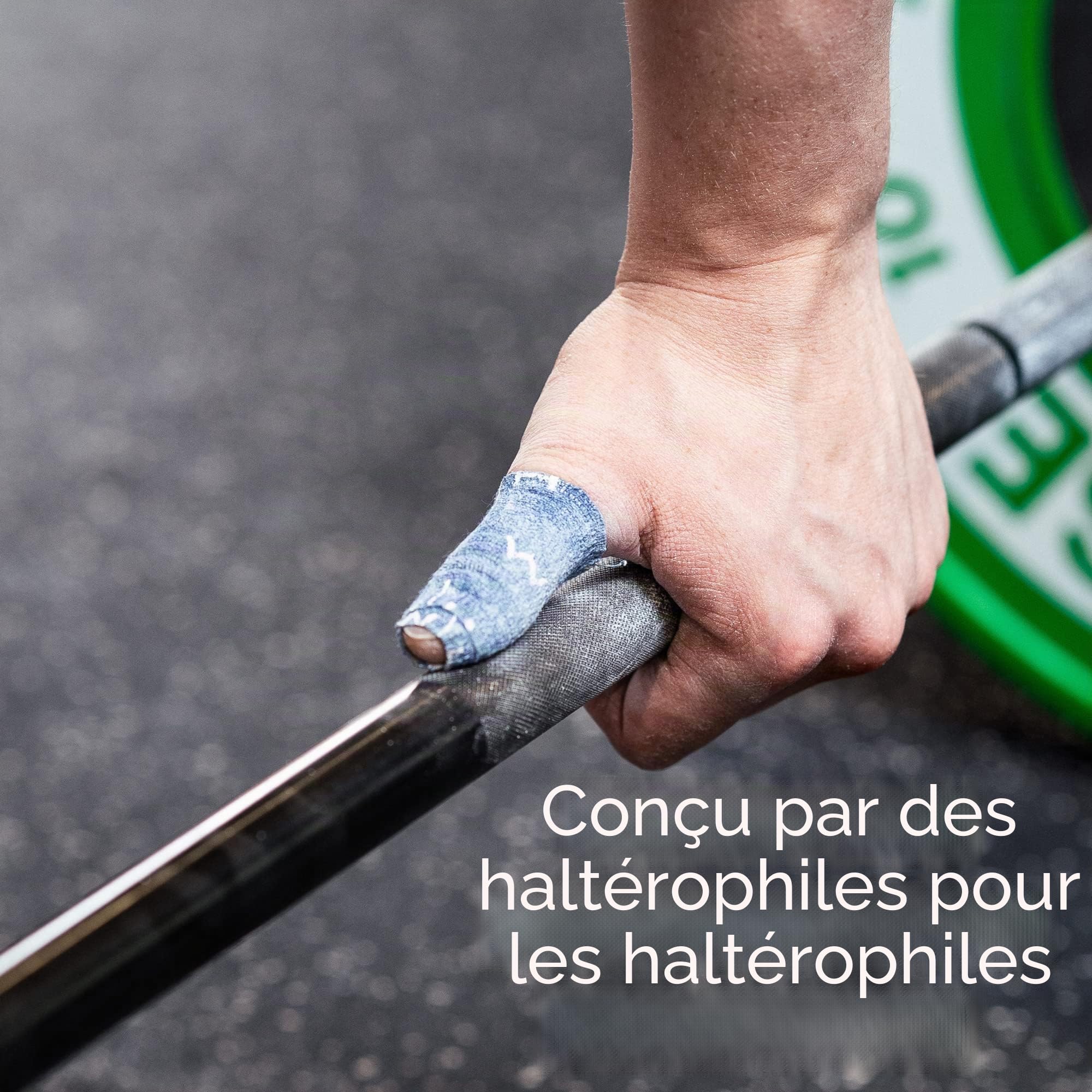 Weightlifting House Bande de Pouce pour Haltérophilie – Tape Athlétique pour Doigts - Ruban Adhésif pour Hook Grip, Workout, Levage de Poids, CrossFit - Rouleau de 7 mètres (Noir, Bleu & Noir)