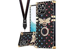 For Square iPhone 11 Pro Max Case With Diamonds Ring Stand