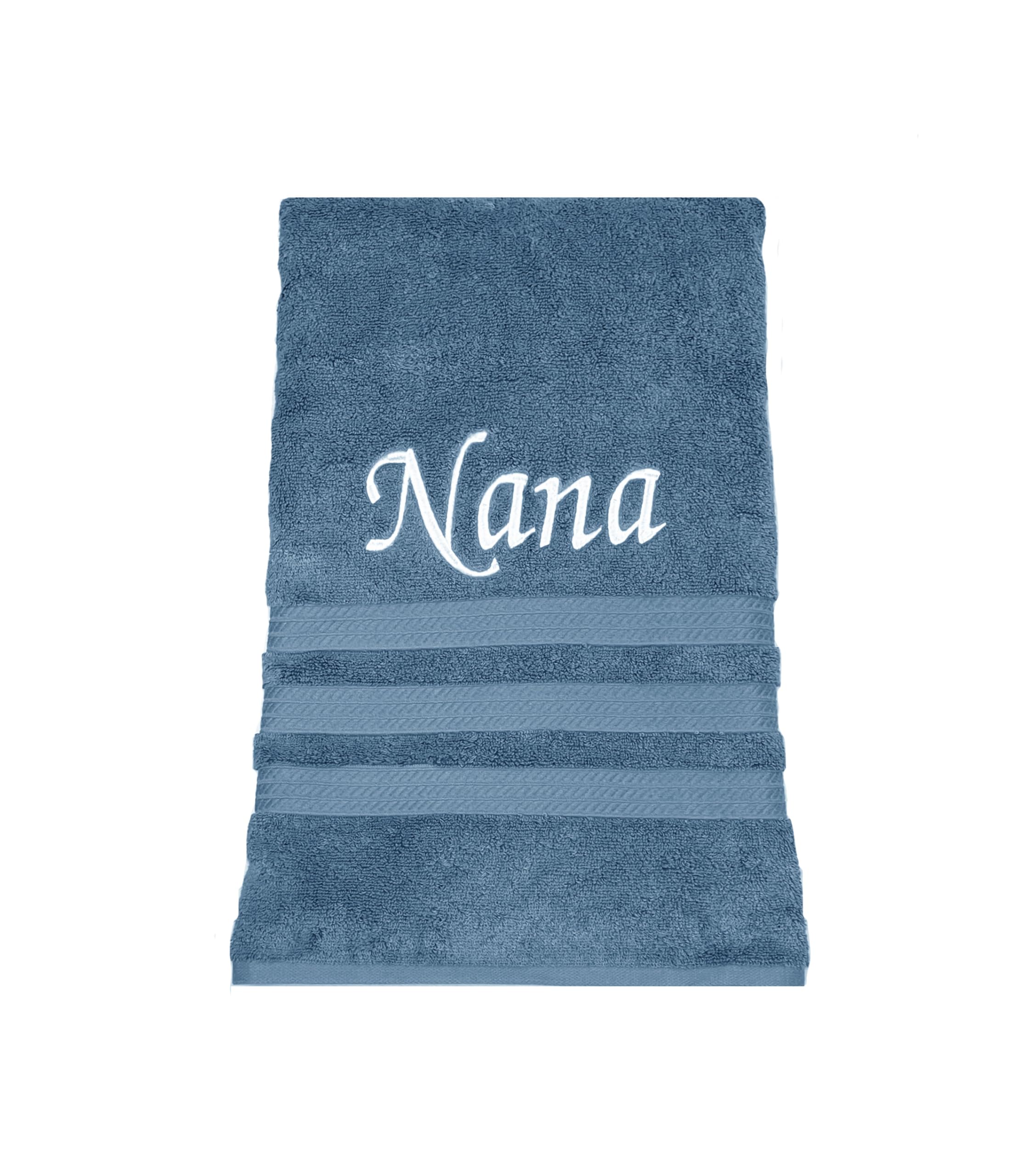 Luxury Bath Towel Embroidered with Custom Personalized Monogram or Name. 100% Cotton. (Light Blue)
