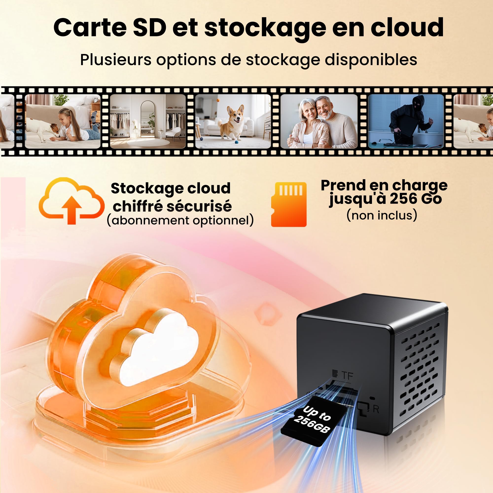 javiscam Mini Caméra Espion sans Fil 2K, WiFi Intérieure avec Vision Nocturne, Détection de Mouvement, Enregistrement Local et Cloud, Adaptée aux Bébés, Animaux, Personnes Âgées et Sécurité Maison