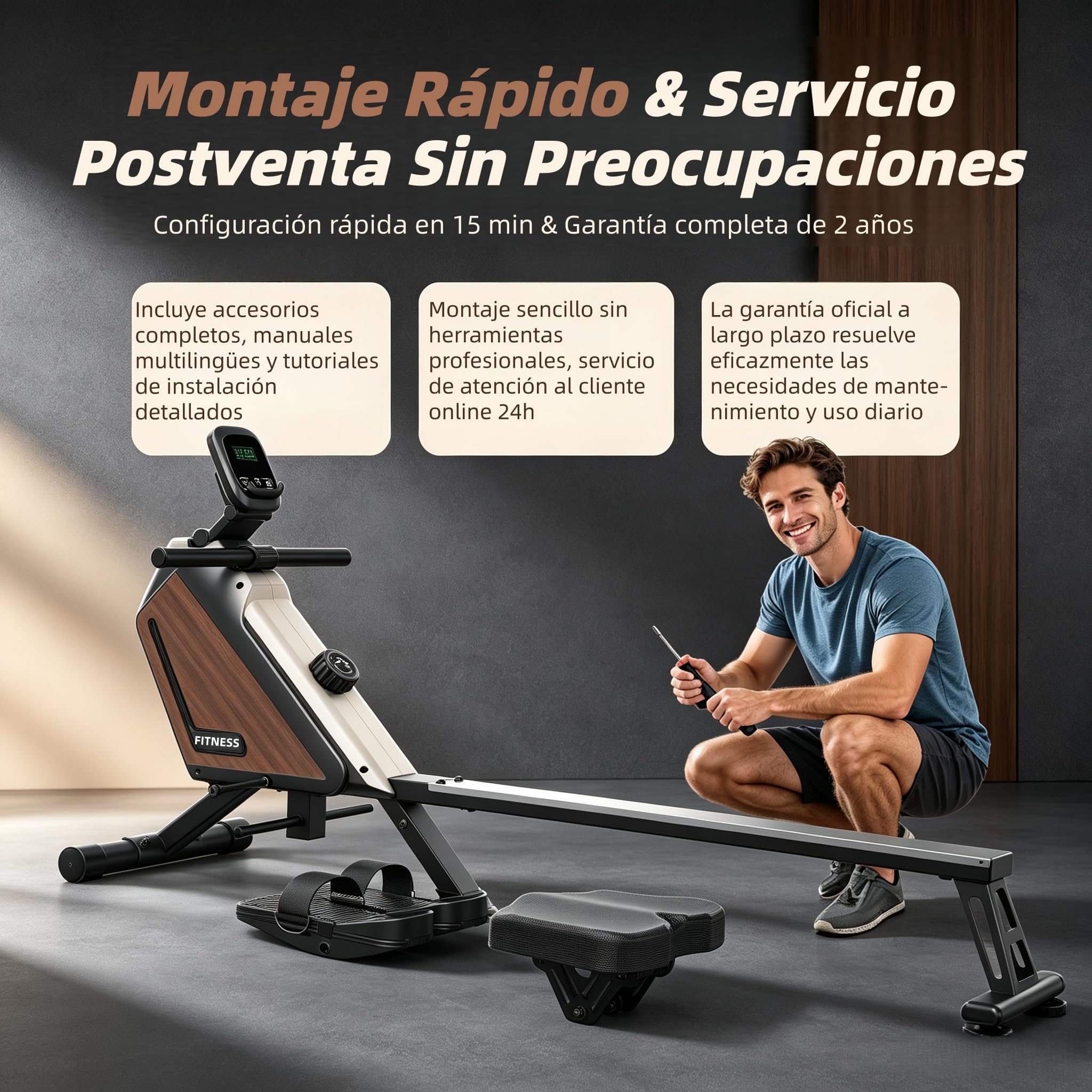 Máquina de Remo Magnética Silenciosa con Bluetooth para Casa