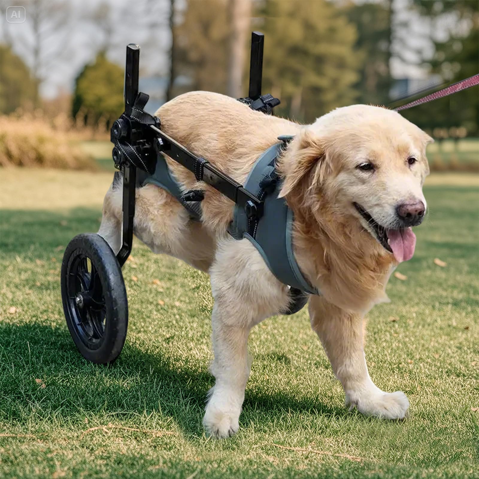 silla de ruedas grande para perros, silla de ruedas gigante gris, carrito ligero para discapacitados/viejos, ajustable