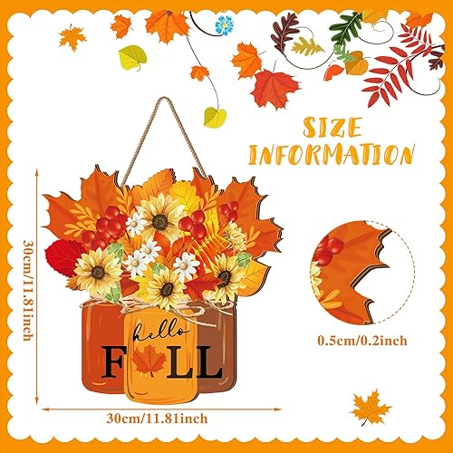 Miniatura 3 de Letrero de puerta de otoño, decoración de puerta de Acción de Gracias, letrero de madera de hojas de arce, decoración de otoño para casa de campo,