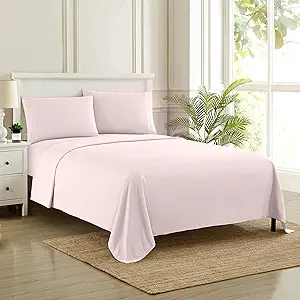 Queen Size Bed Sheets - Breathable Luxury Sheets with Full Elastic & Secure Corner Straps Built In - 1800 Supreme Collection Soft Deep Pocket Bedding, Sheet Set, EXTRA DEEP pocket - Queen, Pale Pink