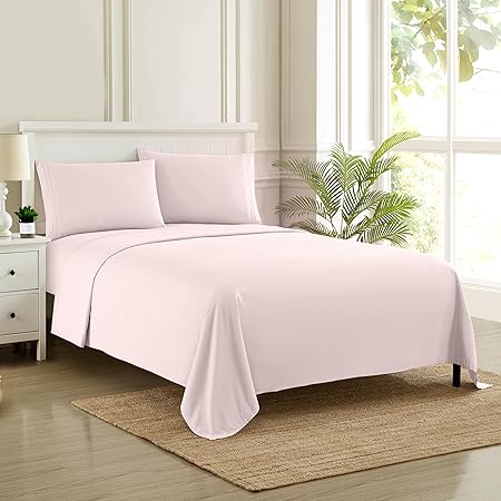 Queen Size Bed Sheets - Breathable Luxury Sheets with Full Elastic & Secure Corner Straps Built In - 1800 Supreme Collection Soft Deep Pocket Bedding, Sheet Set, EXTRA DEEP pocket - Queen, Pale Pink