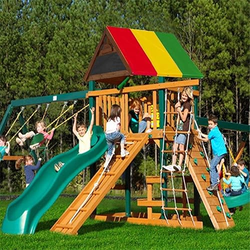 Miniatura 5 de Juego de columpios de lona de repuesto, 52 x 89 pulgadas, impermeable, para patio de juegos, cubierta de techo para patio trasero, toldo de repuesto