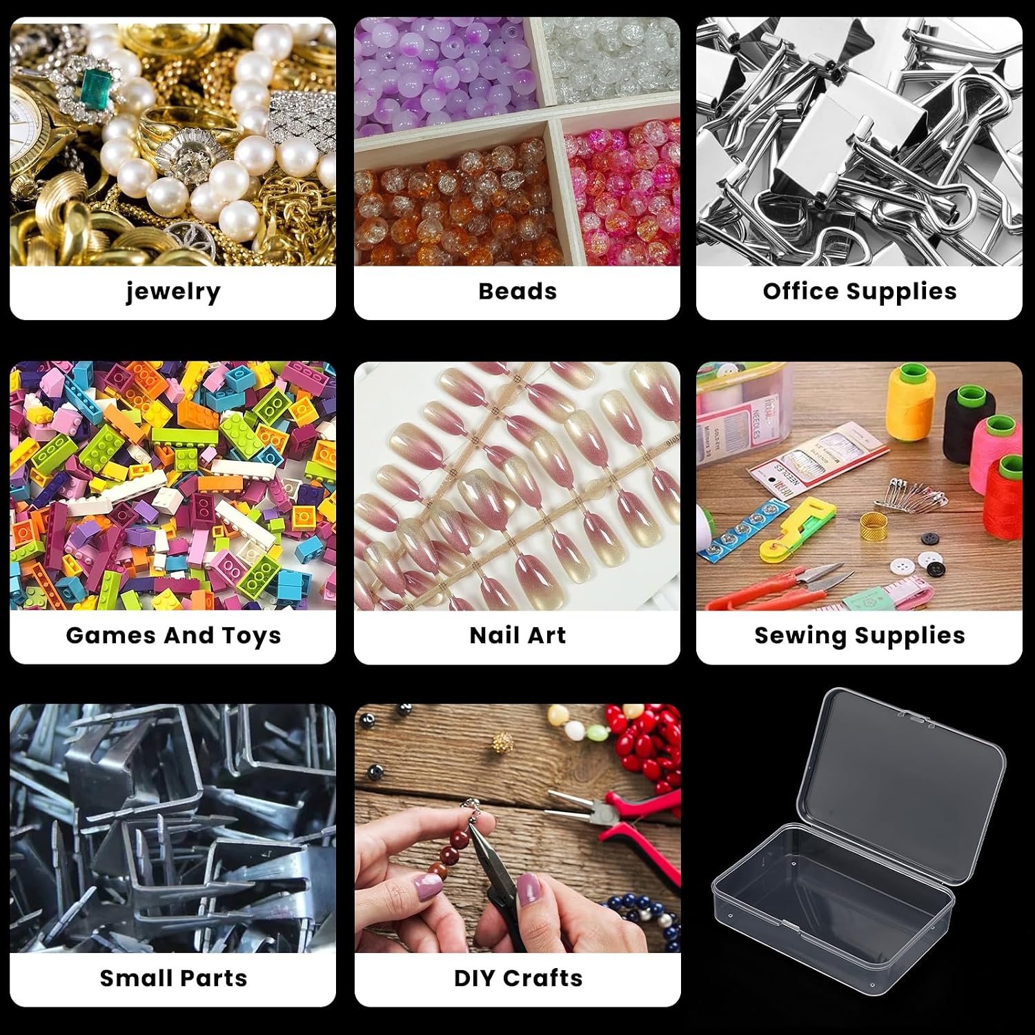 12 Pcs Small Plastic Case, 4x3x1 Inch Mini Plastic Storage Containers Box with Lid, Clear Rectangle Box Organizer for Collecting Small Items, Beads, Jewelry, Cards, Crafts