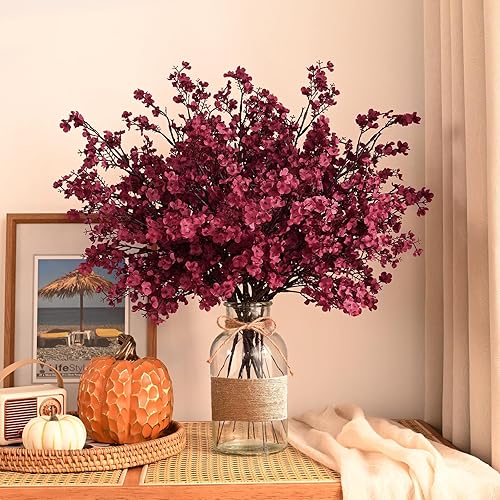 Miniatura 3 de Waipfaru 6 Piezas Flores Artificiales de Seda Gypsophila (Aliento de Bebé) Ramos a Granel Tacto Real Tallos de Otoño para Decoración de Otoño Acción