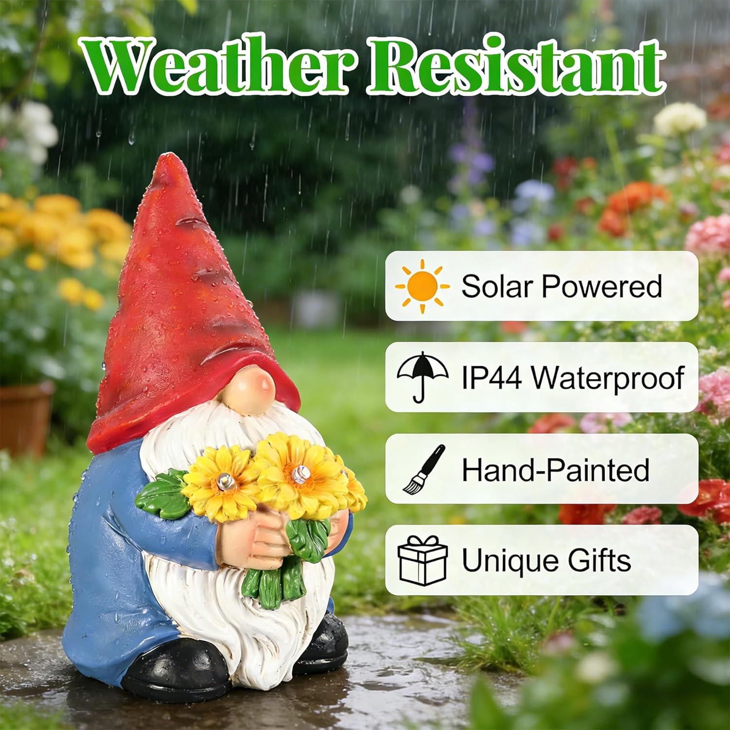 Gnomes Solar Garden Decor Garden Statues Sunflower Gnome Figurines Birthday Gifts for Women Mothers Day Gifts for Mom Grandma Outdoor Decorations for Yard Lawn Patio