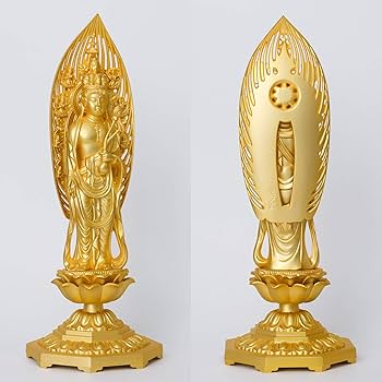 Amazon｜仏像 十一面観音菩薩 24cm(金メッキ/24金) 仏師：牧田