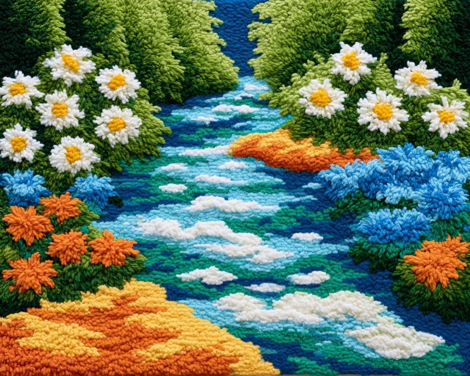 Wallphantom Latch Hook Crafts Kits for Adults,Stream Daisies