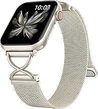 [Maledan] アップルウォッチ用 バンド レデース 交換ベルト 細身バンド 革新デザイン 38mm 40mm 41mm 42mm 44mm 46mm 45mm 49mm ステンレス留め金製 マグネット 長さ自由調節 通気性 Compatible with Series Ultra/Ultra2/10/9/8/7/6/SE/5/4/3/2/1対応