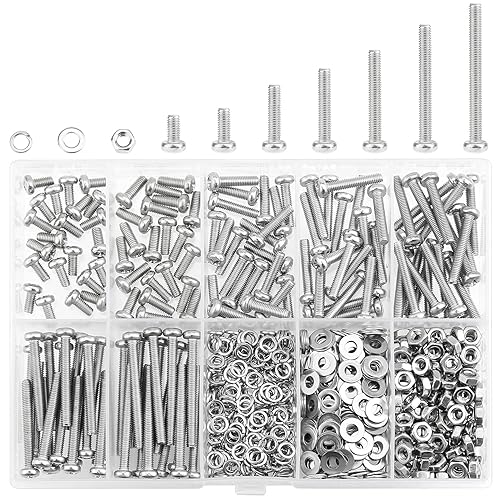 Miniatura 8 de 540 piezas M3 x 0.236 in 0.315 in 0.472 in 0.630 in 0.787 in 0.984 in 1.181 in, tornillos métricos, tornillos métricos, arandelas, tuercas, acero