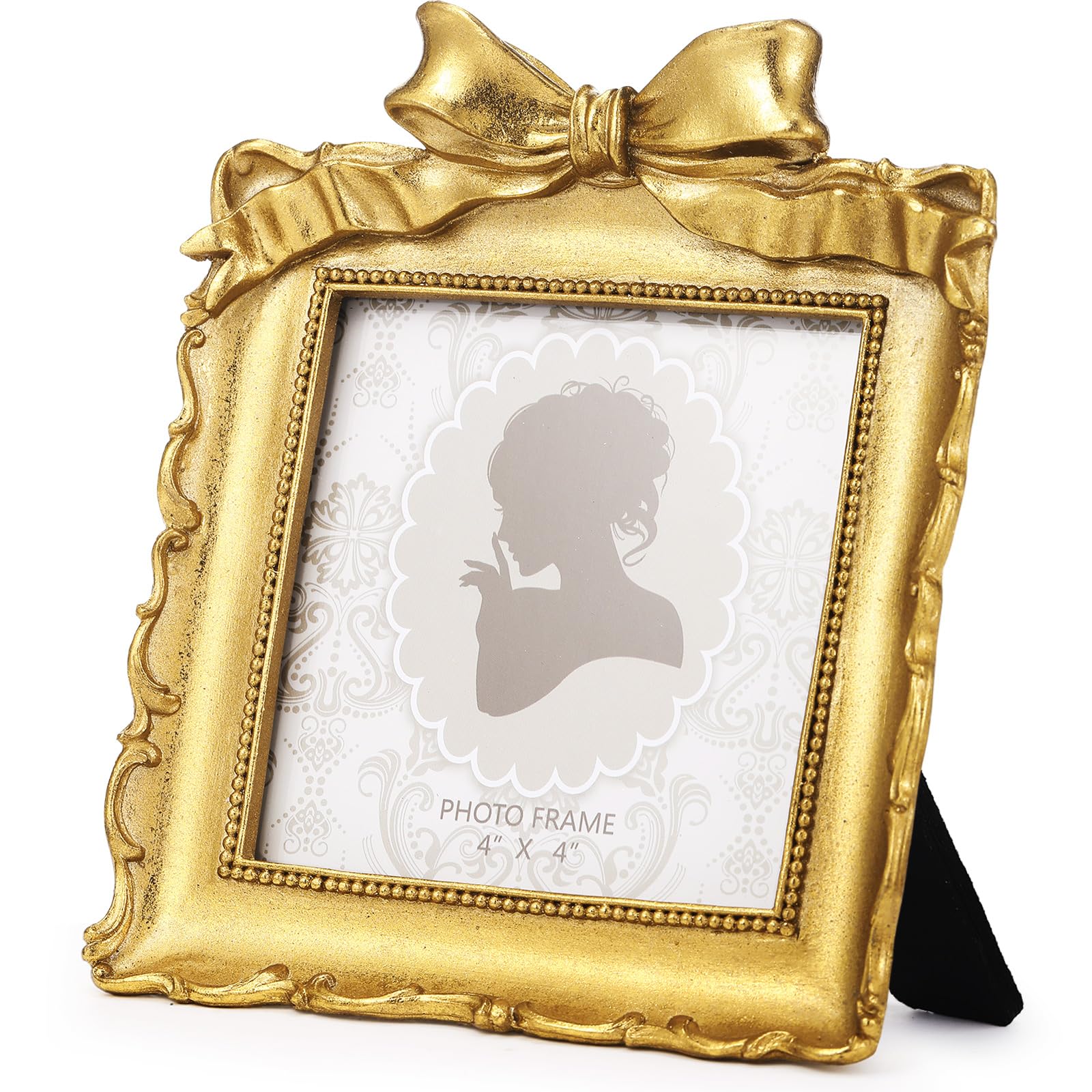 Amazon.com - Chunful 1 Pcs Vintage Gold Bow Picture Frames 4x4