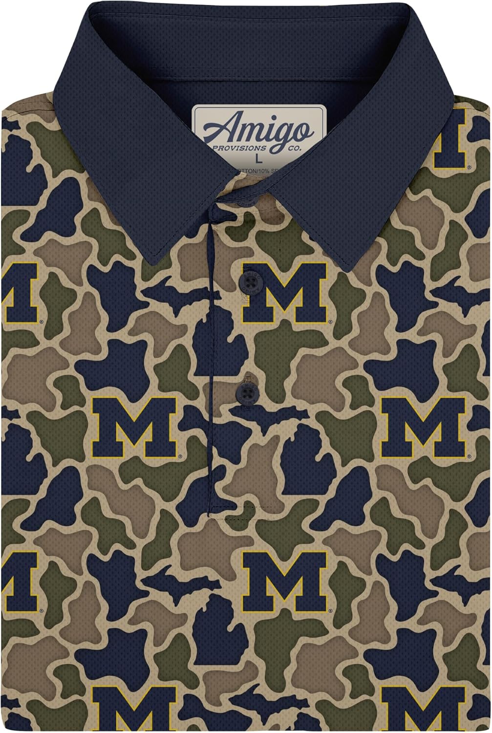 Amigo NCAA Mens Michigan Wolverines Licensed Camo Range Raglan Polo Shirt