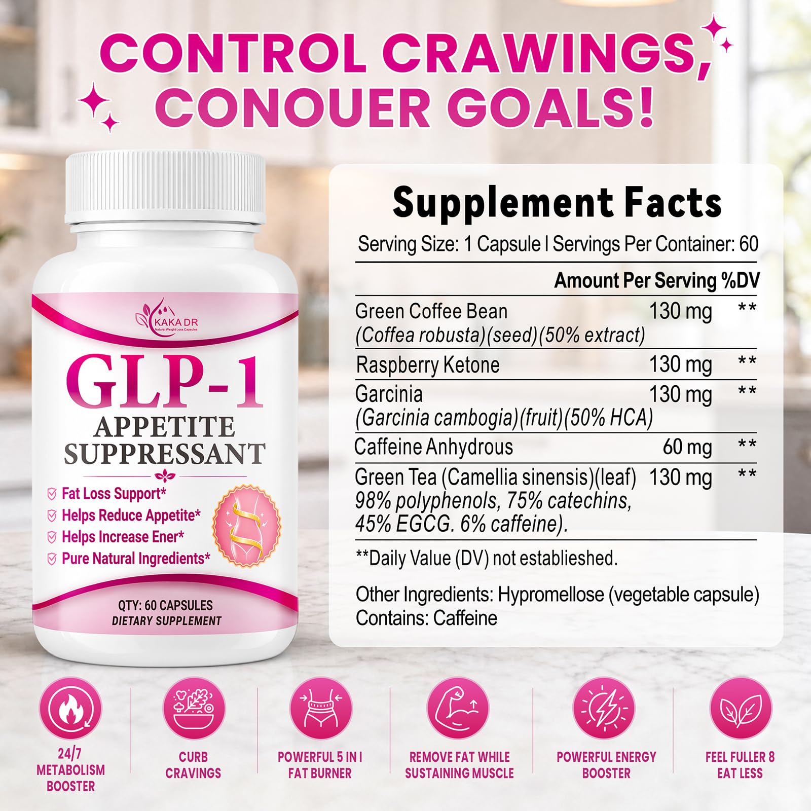 GLP-1 Supplement for Weight Loss, Appetite Suppressant for Women and Men, Metabolism Booster, Burn Fat 24/7 | Metabolism Booster, 3rd Party Tested Supplement, 60 Capsules — Amazon image 3