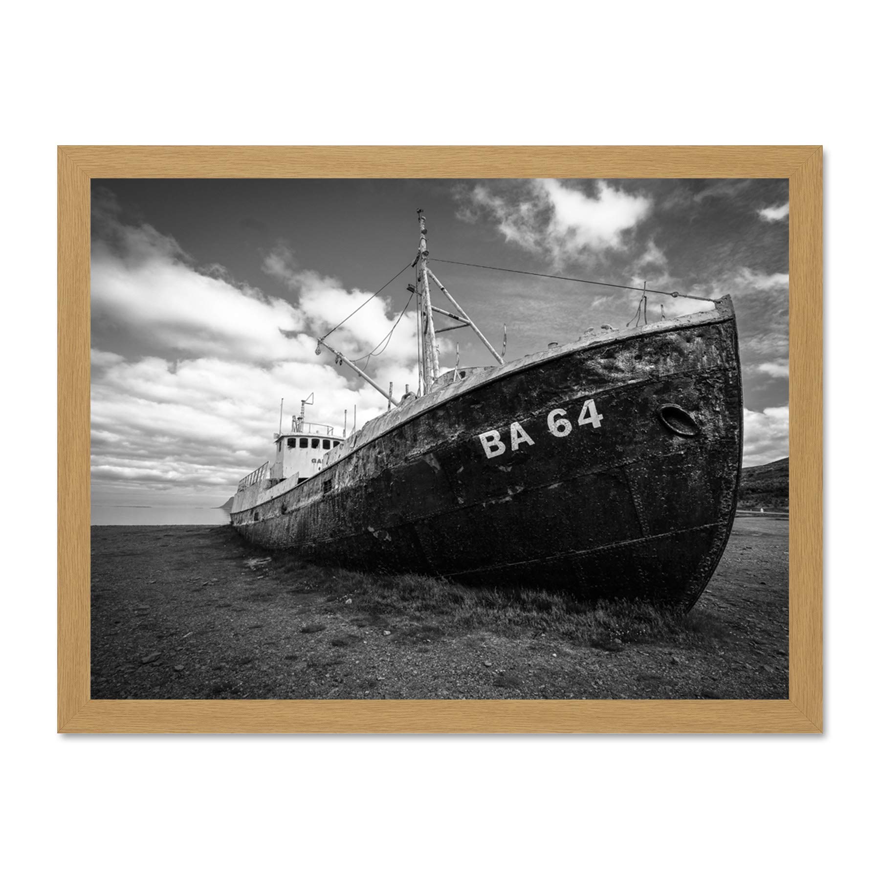 Ghost Abandoned Ship Boat Iceland Large Framed Art Print Poster Wall Decor 18x24 inch