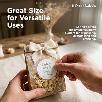 OnlineLabels 2.5 Circle Labels - White Matte - Inkjet/Laser - 100 Sheets | Permanent Adhesive, Blank Round Labels, Laser Compatible, Ideal for Jar Lids, Products, More