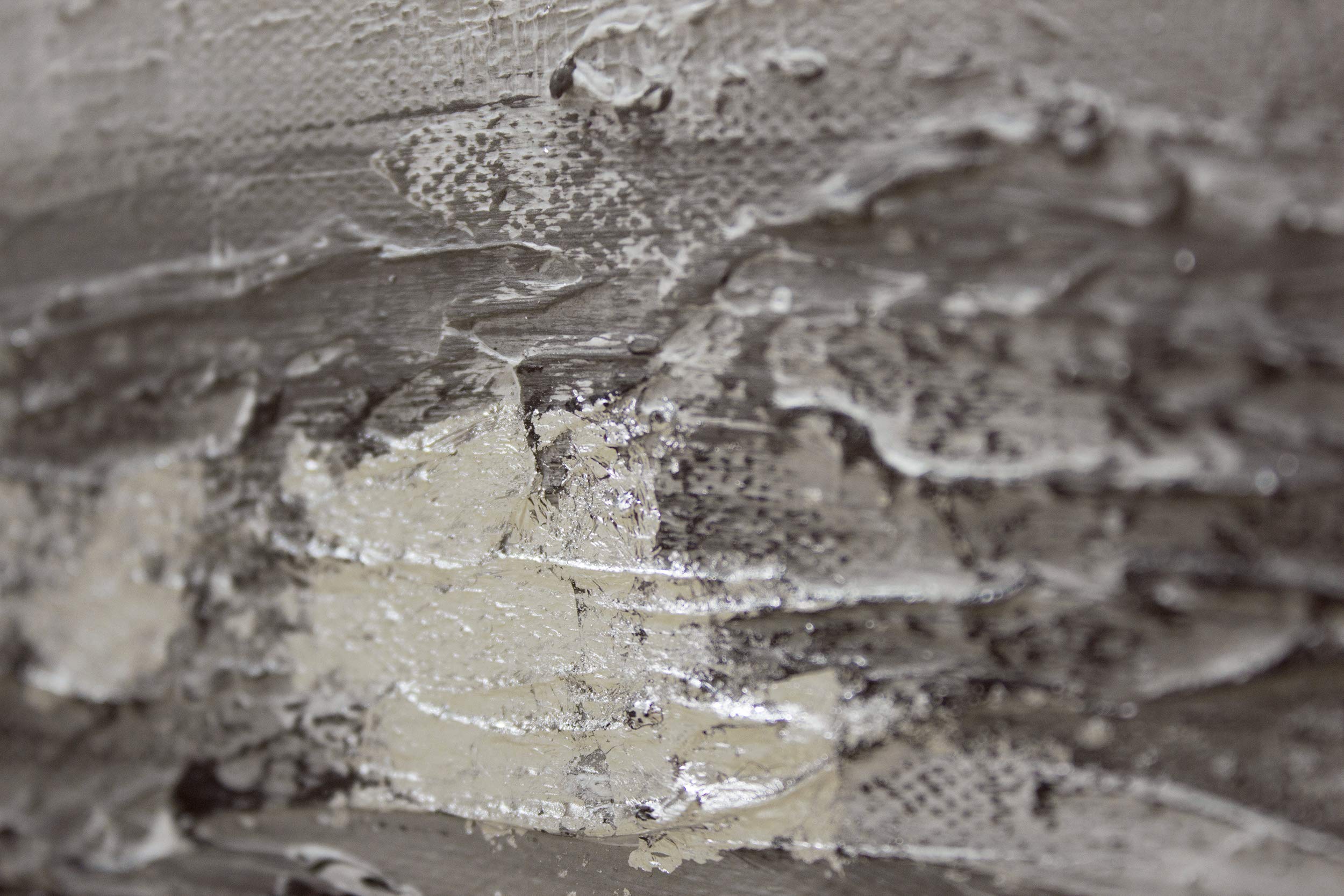 YS-Art Acryl Gemälde auf Leinwand handgemalt Lebensbaum Abstrakte Kunst Wandbilder modern grau 140x70 cm