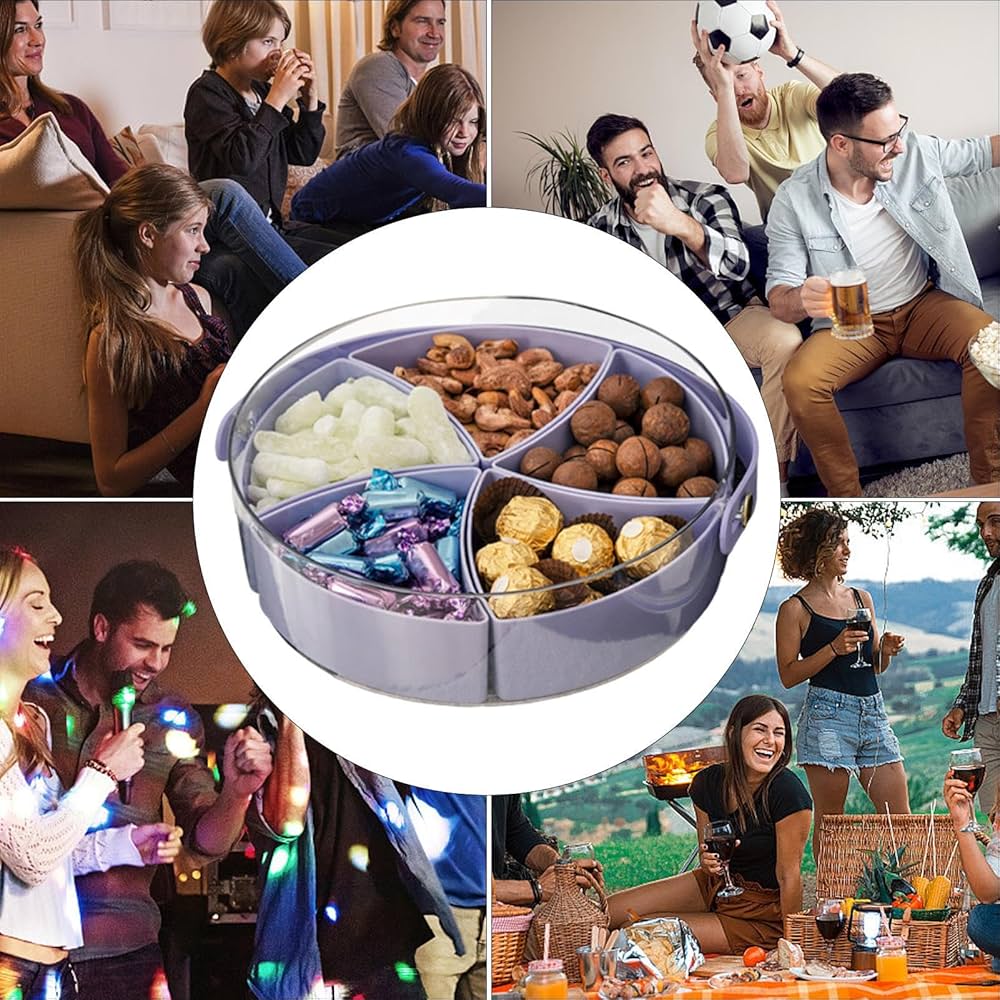 Amazon.co.jp: 蓋付きスナックトレイ | 5 つの個別の料理を備え