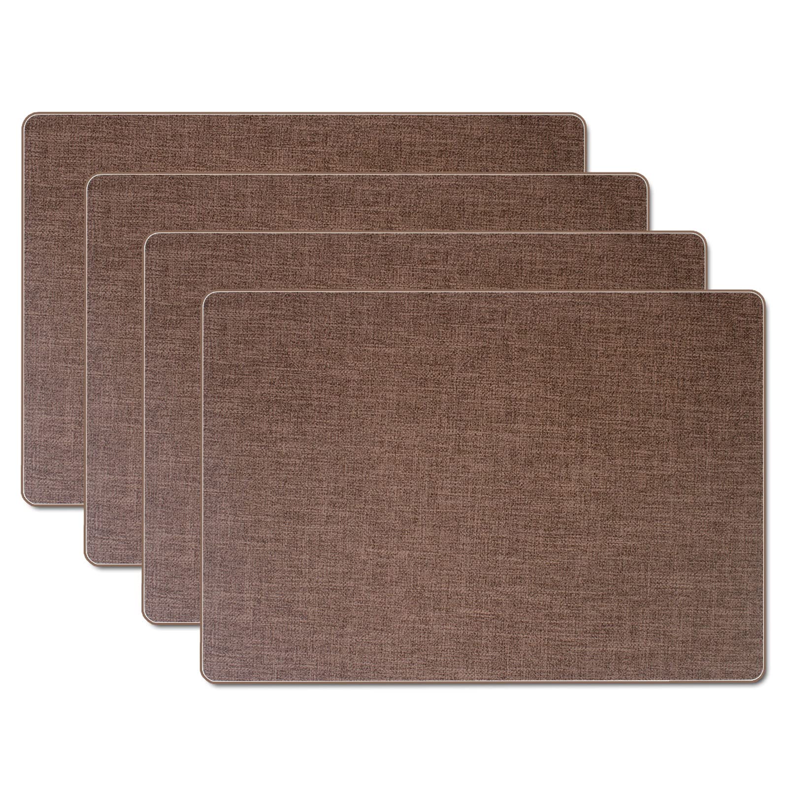 simpletomePlacemats Imitation Linen Leather Anti-Slip Double Layer Easy Wiping Cleaning Set of 4 (Grey Coffee)