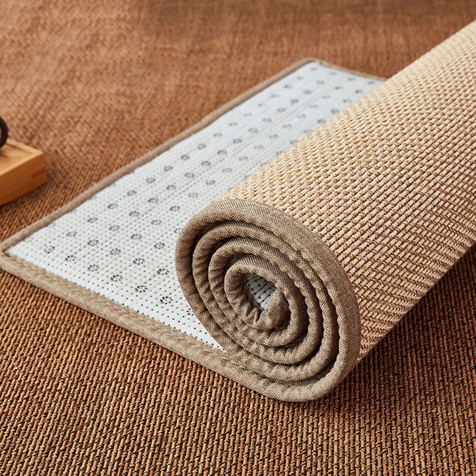 Strapazierfähiger Bordürenteppich,Feuchtigkeitsresistent Bambusteppich,Bambusmatte,Wohnzimmer-Fußboden Matte,leicht zu Reinigen,für Flur-Wohnzimmer-Schlafzimmer,Anpassbar (W160xH340cm/63 x134)