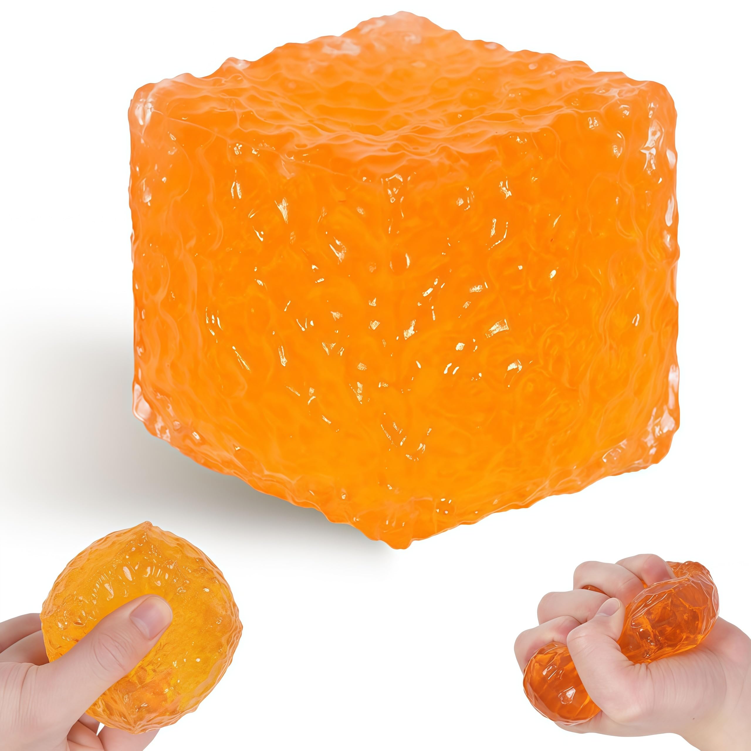 Honeycomb Cube Squishy Toy - Soft TPR Gel Stress Relief Squeeze Toy, Slow-Rising Sensory Fidget for Kids & Adults, Handheld Anxiety Relief (Yellow)