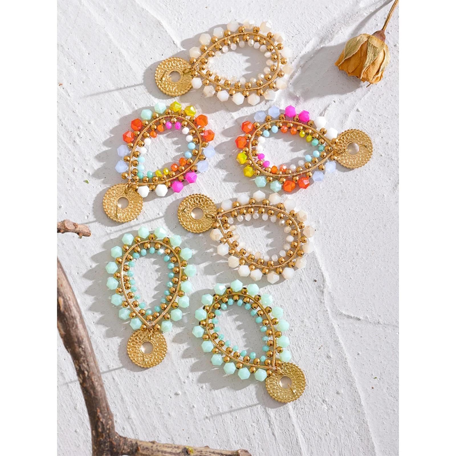 Cimenexe Bohemien Opale Pietra Di Luna Orecchini Quadrati Orecchini In Cristallo D'oro Orecchini Geometrici Pietra Di Luna Pavé Orecchini Quadrati Opale Gioielli Per Donne E Ragazze