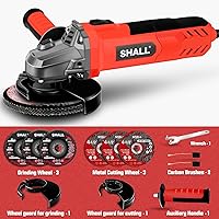 Vista 6 de Amoladora angular de 7.5Amp 4-1/2 pulgadas 12000 RPM con 2 protecciones, 3 ruedas de corte, 3 discos, mango antideslizante y cepillo de carbono