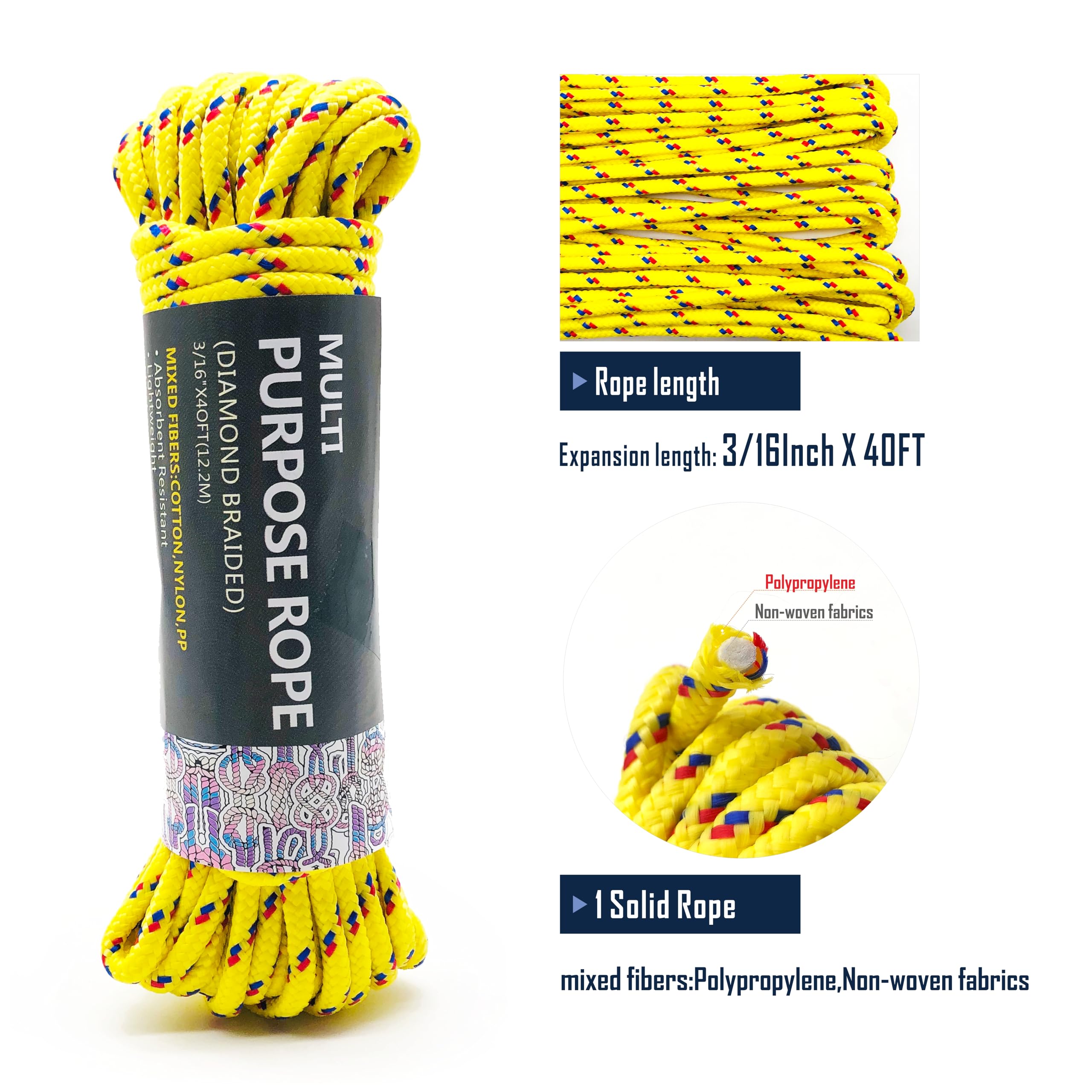House Line Rope Snapklik.com : HOUERT Clothesline Rope, 3/16Inch X 40FT, Retracting ...