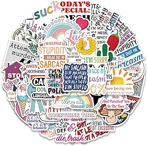 Mrltau 130 Pieces Funny Sticker Set, Waterproof PVC Material, Cool And Humorous Stickers For Adults, Ideal For Water Bottles, Laptops, Cars And More