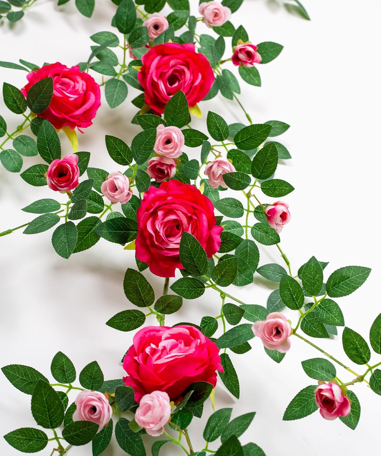 6FT Bendable Flower Garland, Artificial Rose Vine Hanging Floral Garland Decoration for Weding Home Room Wall Decor (Fushia, 2pcs) - Image 3