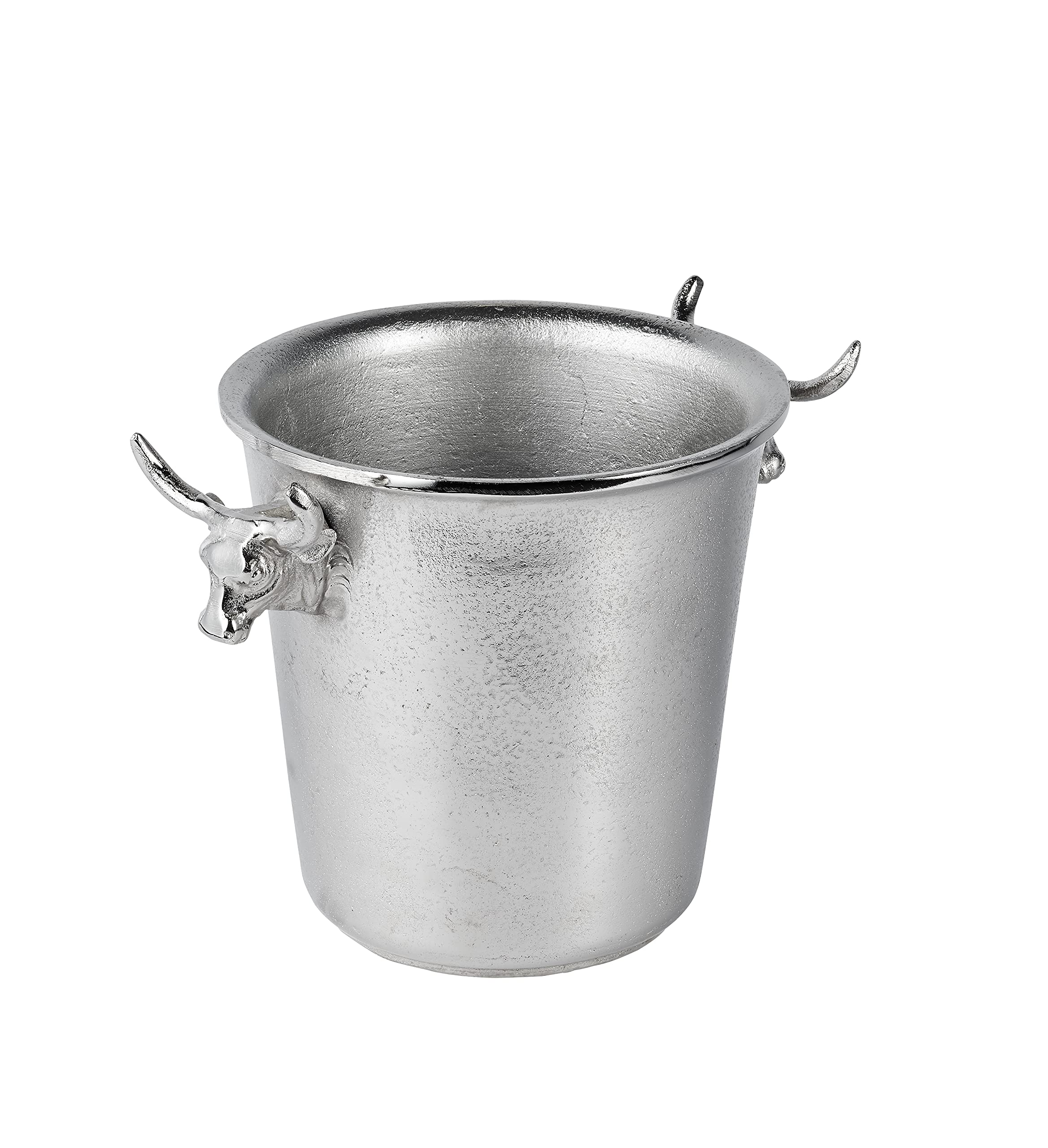 Champagnerkühler Stierkopf, Weinkühler, Flaschenkühler, Sektkühler, Getränkekühler, Aluminium Silber - Kühler für Sekt, Wein und Champagner - 30 cm
