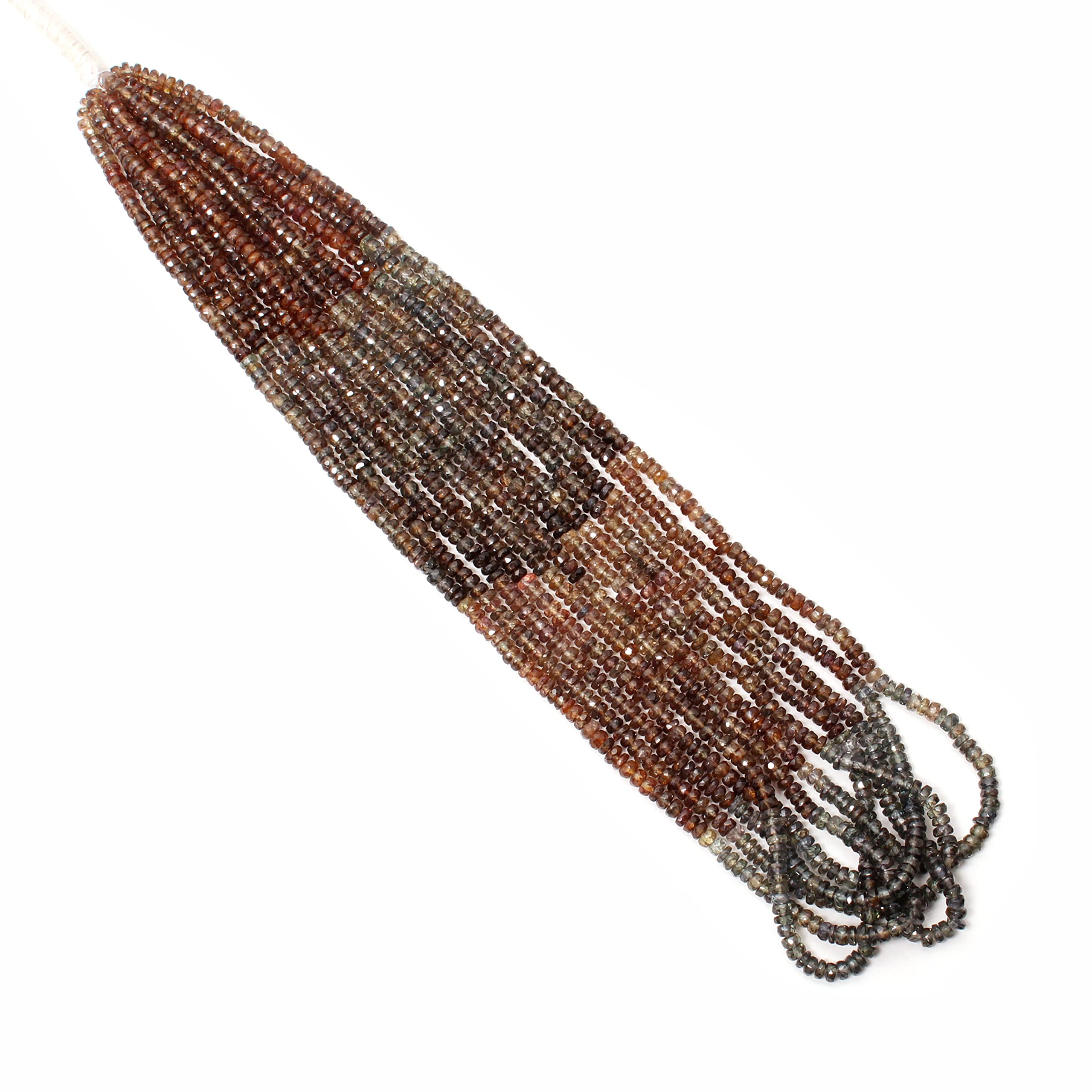 Rondelle - Perline di zaffiro per la creazione di collane, 3,25-3,5 mm, perline di zaffiro naturale sfaccettato, filo da 40,6 cm, pietra preziosa zaffiro