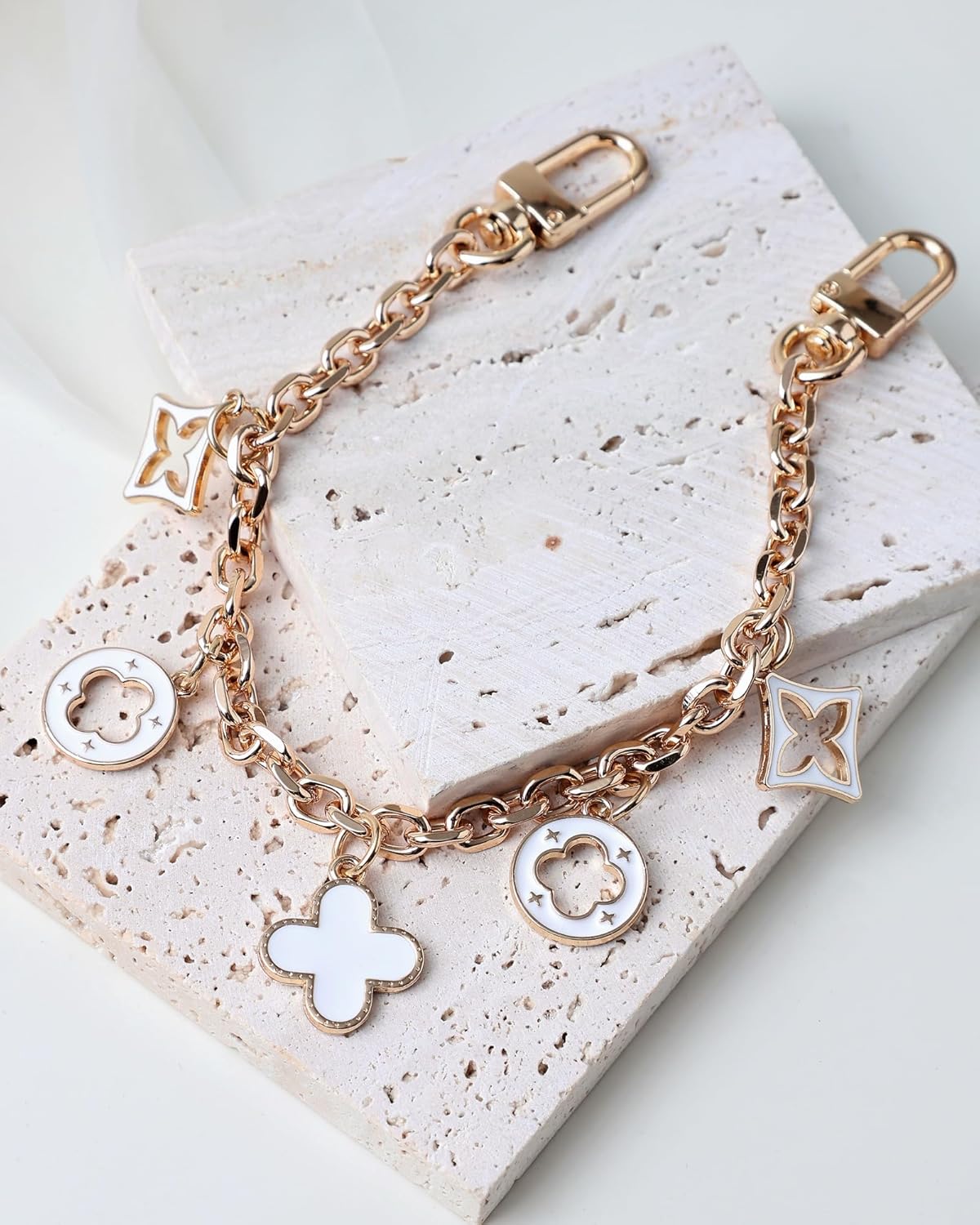 Bag Charm Chain,Bag Charms for Handbags,Cute Purse Chains for Handbags,Bag Charms for Handbags,Designer Gold flower-shaped women's purse chain - Image 3