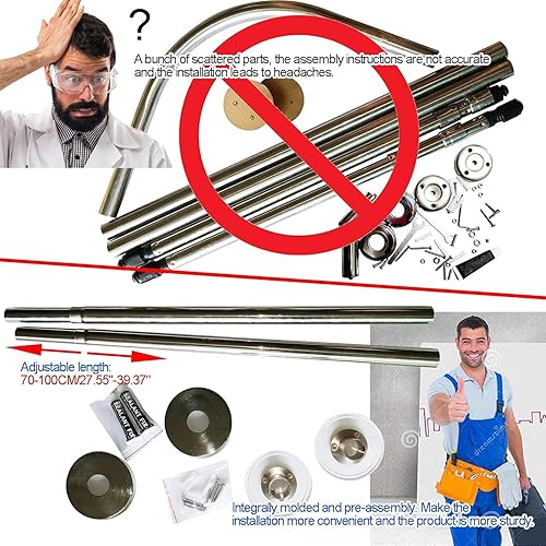 Miniatura 5 de Sikaiqi 304 - Cortinero de ducha y tina extensible de esquina, de acero inoxidable en forma de L