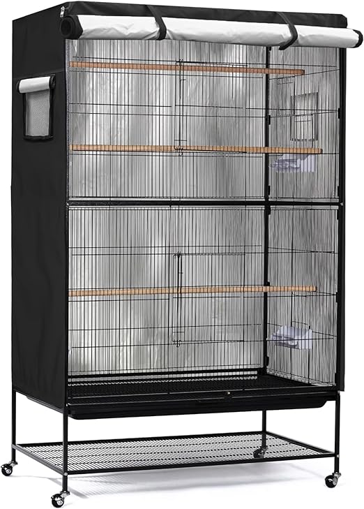 Birdcage Cover, Universal Bird Cage Cover Good Night Blackout, Parrot Cage Cover Breathable, Washable Parrot Cage Cover, Black, 37 "W x 25 "D x 48 "H, Cover Only