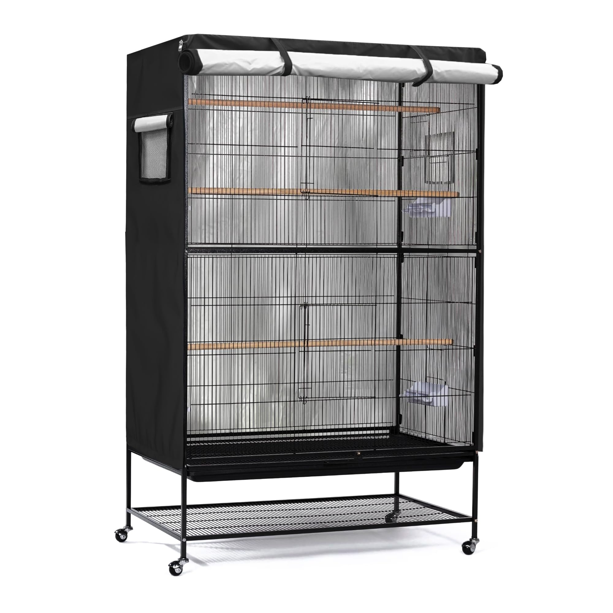Birdcage Cover, Universal Bird Cage Cover Good Night Blackout, Parrot Cage Cover Breathable, Washable Parrot Cage Cover, Black, 37 "W x 25 "D x 48 "H, Cover Only