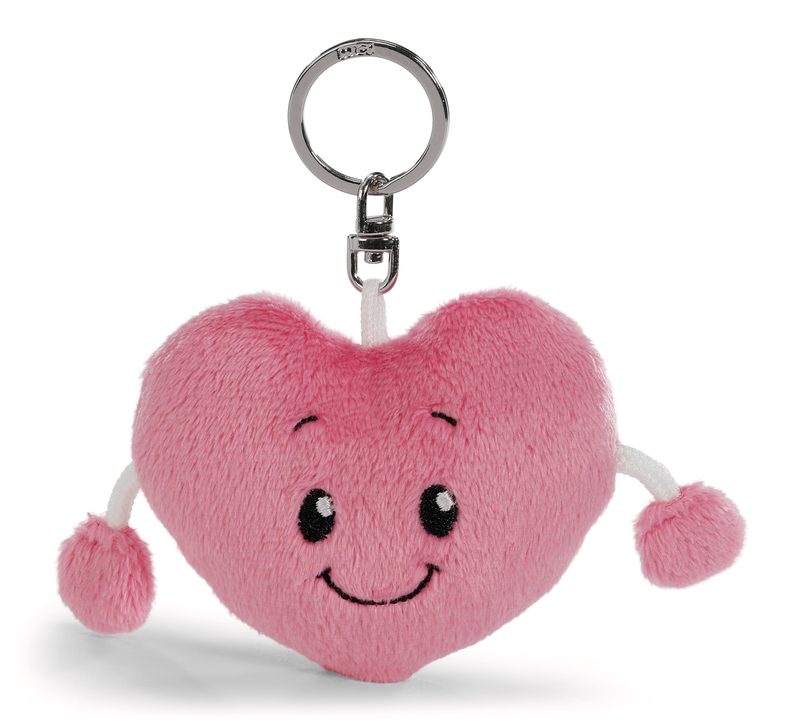 NICI Key Fob, Love Heart, 8 cm, Pink, Loyal Plush Companion for Rucksack or Bag, Key Holder for Children and Adults, 62622
