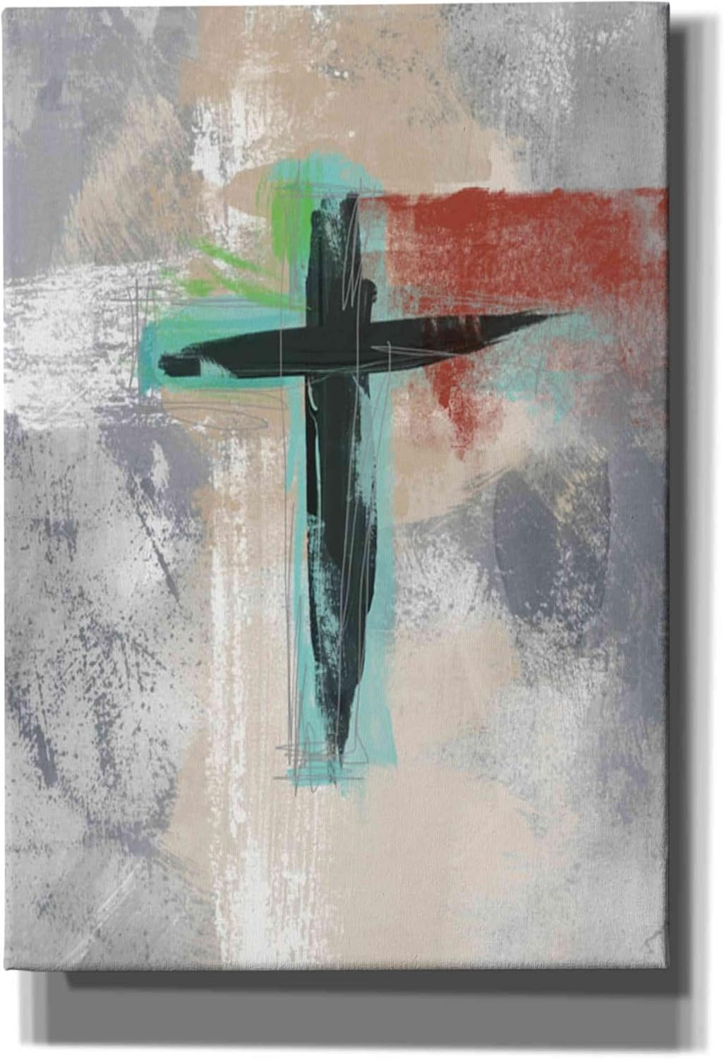Epic Graffiti 'Contemporary Cross III' by Linda Woods, Canvas Wall Art, 18"x26"
