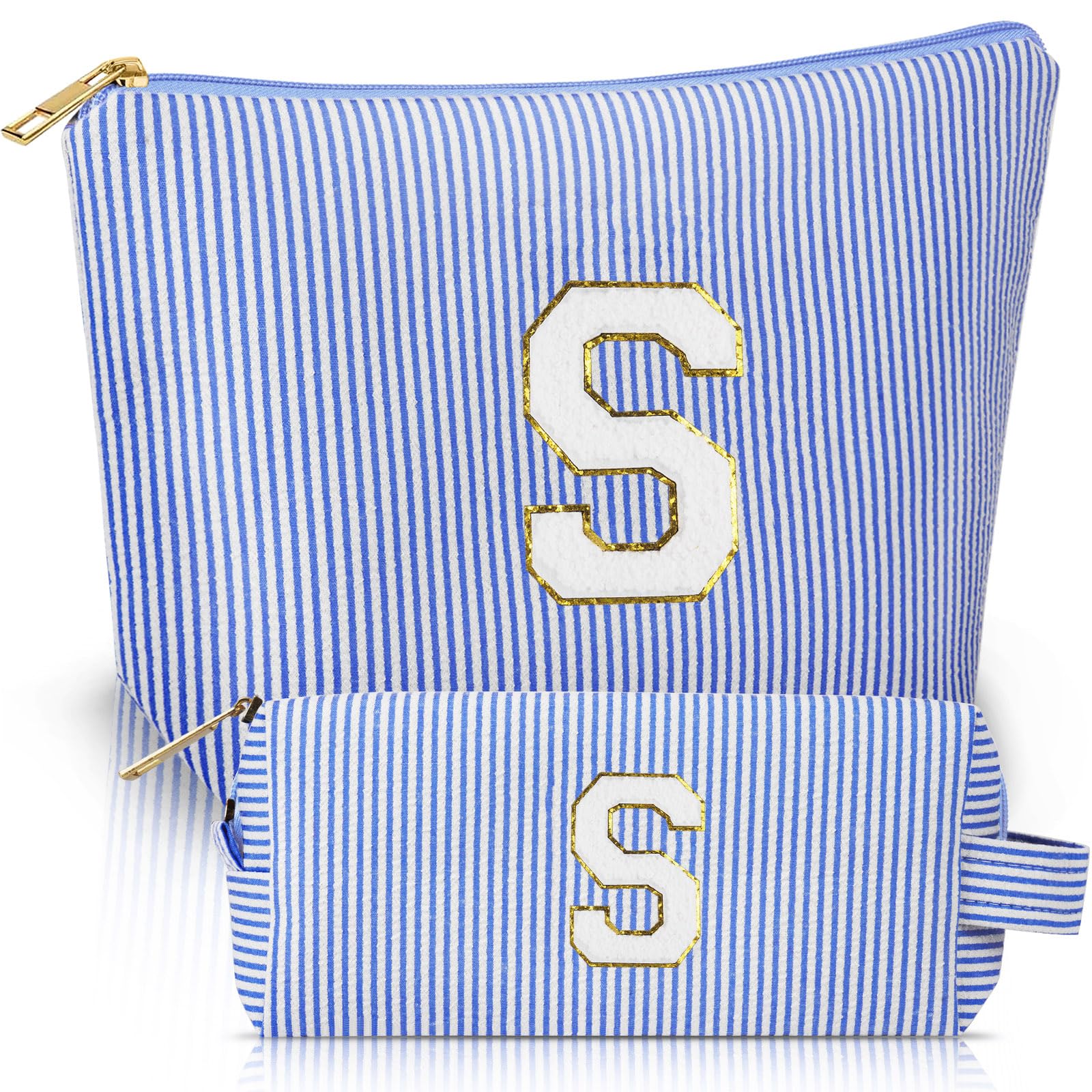 Aucuu Borsa per Cosmetici Donna, 2 Pezzi Trousse Trucchi Organizer, Personalizzata Iniziale, Pochette Trucchi, Borsa Cosmetica, Trousse da Viaggio, Regalo Compleanno Natale Ideale per Donna Ragazze